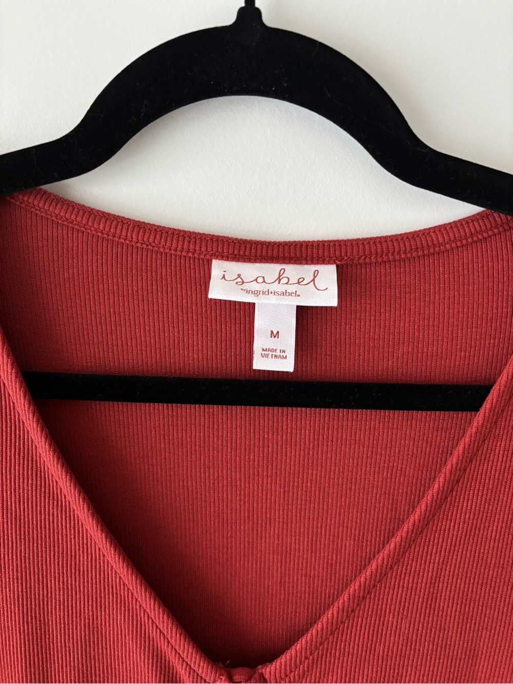 Isabel by Ingrid & Isabel Rust Ribbed Ruffle Crop Top Size M - Picture 2 of 5